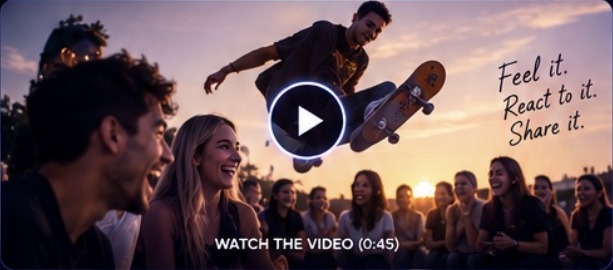 Friends watching a skateboarder at sunset — reaction video coming soon