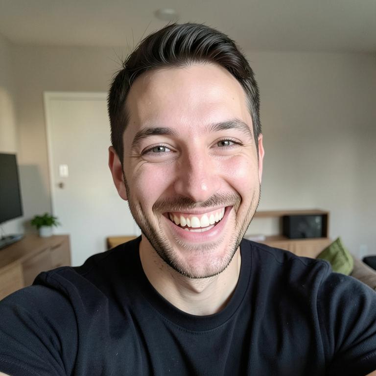 A viewer laughing at the set